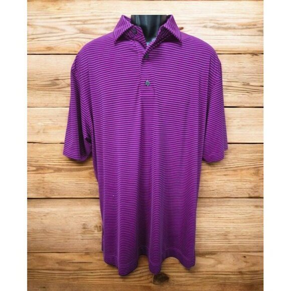 FOOTJOY FJ Men's Light Purple Striped Polo Golf Shirt Large - Picture 1 of 7
